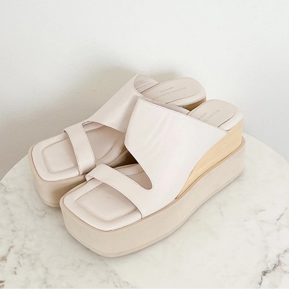 NEW PALOMA BARCELO Laxyla Platform Wedge Sandals Glacial Size 40 EU 10 US